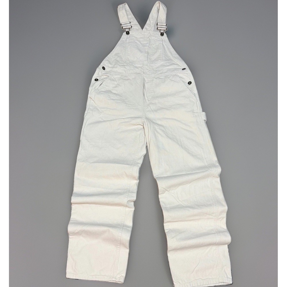 Vans Ground Work Overalls Size S Cream Canvas Carpenter Straight Leg Dungarees